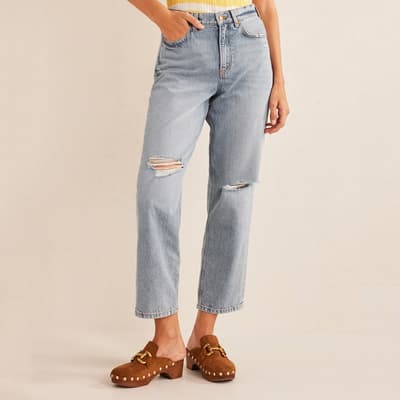 Blue Mid Rise Loose Jeans