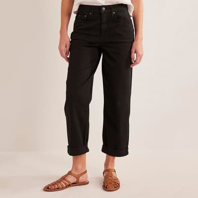 Black Mid Rise Tapered Jeans
