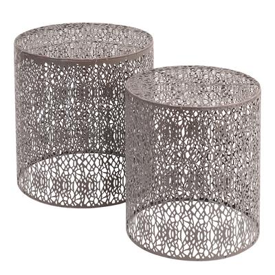 Caprio Set Of Two Nesting Side Tables with Antique Grey Finish