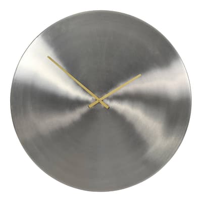Lode Brushed Silver Wall Clock with brass hands