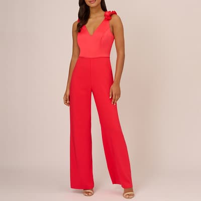 Red Satin Frill Jumpsuit