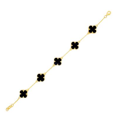 18K Gold Multi Black Enamel Bracelet