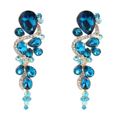 18K Gold Multi Blue Chandelier Earrings