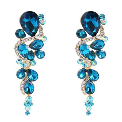 18K Gold Multi Blue Chandelier Earrings