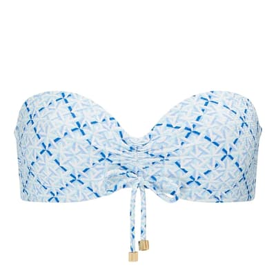 Blue/Multi  Grand Cayman Ruched Bandeau Bikini