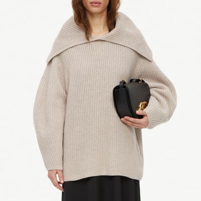 Grey Fevila Oversized Collar Wool Jumper