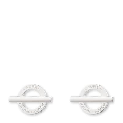 Silver Logo Toggle Stud Earrings