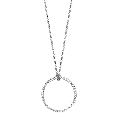 925 Sterling Silver Circle Pendant Necklace 90cm