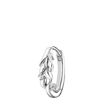 925 Sterling Silver Leaves Single Hoop Earring