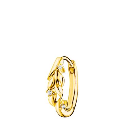 18K Yellow Gold Plating 925 Sterling Silver Single Leaves Hoop Earring
