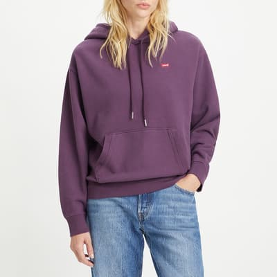 Purple Small Logo Cotton Hoodie