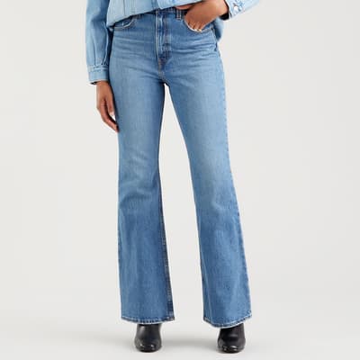 Blue 70s Flared Stretch Jeans