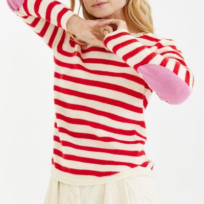 Red/Cream Stripe Wool Blend Jumper
