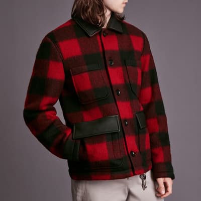 Black/Red Check Wool Blend Jacket