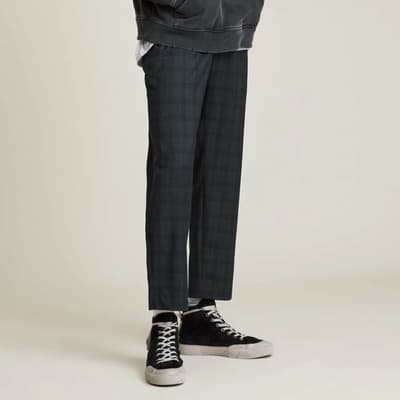Grey Bout Check Wool Blend Trousers
