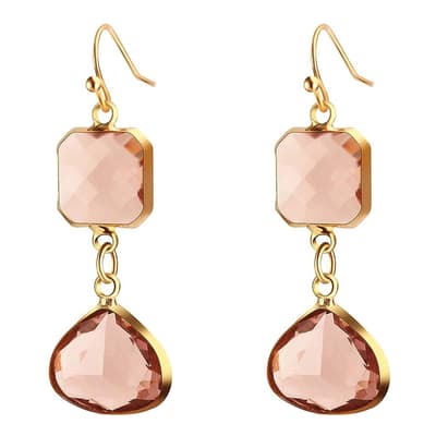 18K Gold Pink Quartz Drop Earrings