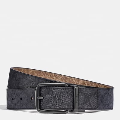 Charcoal Khaki Harness Buckle Cut-To-Size Reversible Belt 42inch