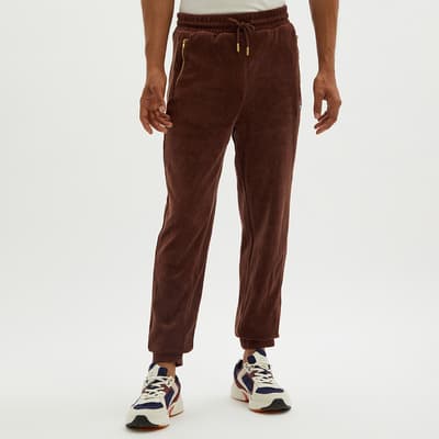 Brown Terence Velour Cotton Blend Joggers