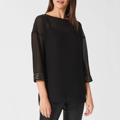 Black Alexandra Embellished Top