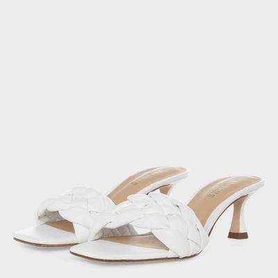 White Mylie Braided Heeled Leather Sandals