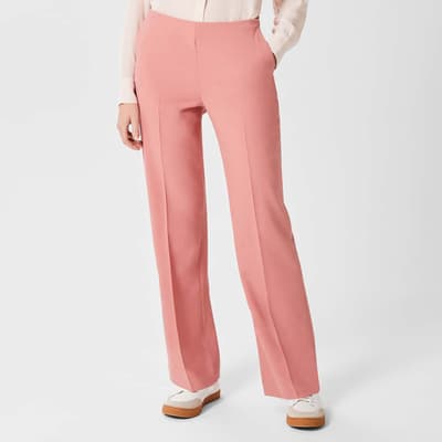 Pink Rozi Straight Wool Blend Trousers