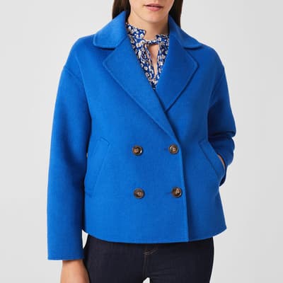 Royal Blue Rosanna Short Wool Blend Coat