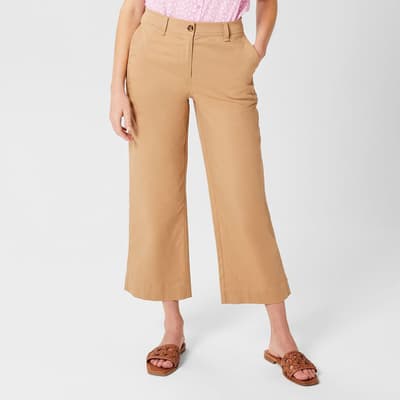 Sand Marnie Cropped Wide Leg Trousers