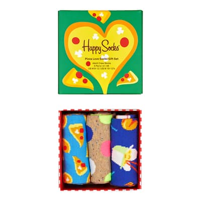 Multi 3-Pack Pizza Love Socks Gift Set