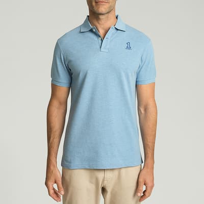 Blue Number Cotton Polo Shirt