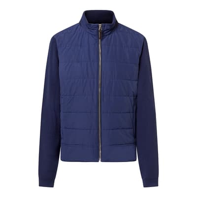 Navy Hybrid Quilted Bomber Jacket 