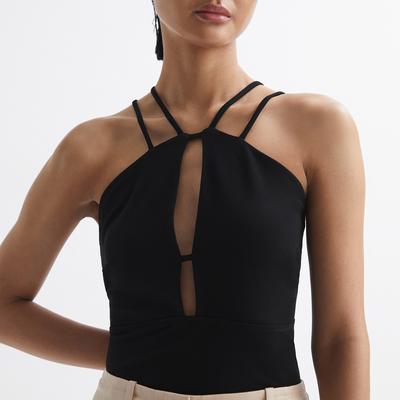 Black Raquel Strappy Cross Front Top