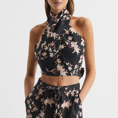 Black Ally Halter Neck Crop Top
