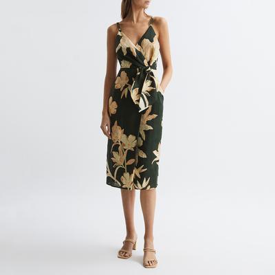 Khaki Alice Floral Midi Dress