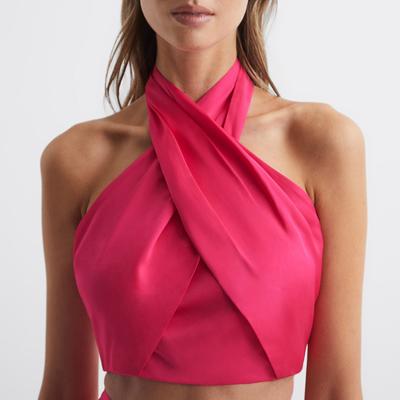 Pink Ruby Halter Neck Crop Top