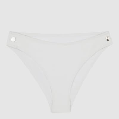 White Iris Button Bikini Bottoms