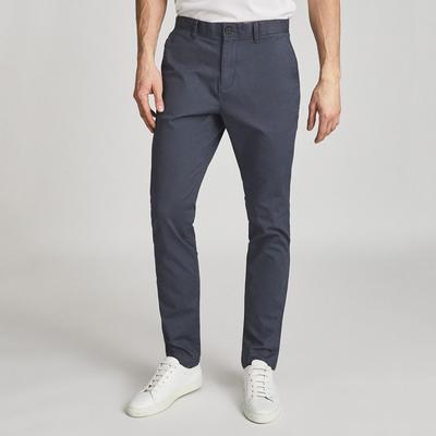 Blue Pitch Straight Stretch Cotton Chinos