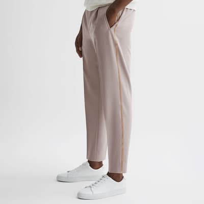 Beige Straight Elasticated Trousers