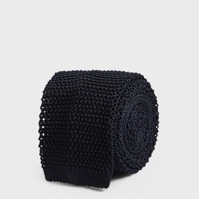Navy Bank Crochet Tie