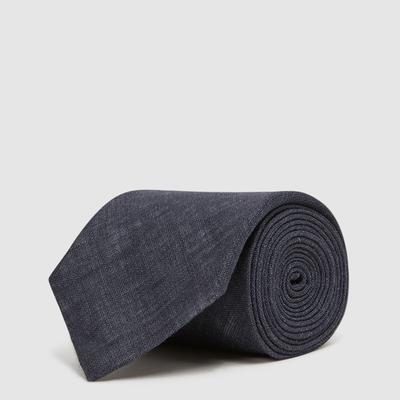 Navy Lazzaro Pattern Linen Tie