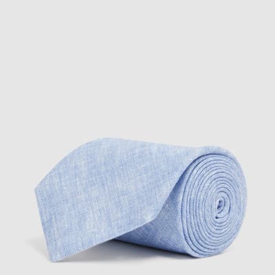 Blue Lazzaro Pattern Linen Tie