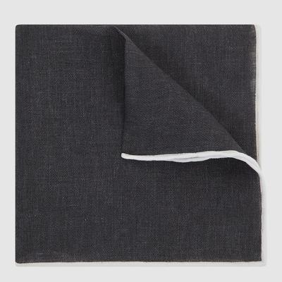 Navy Piazza Linen Pocket Square