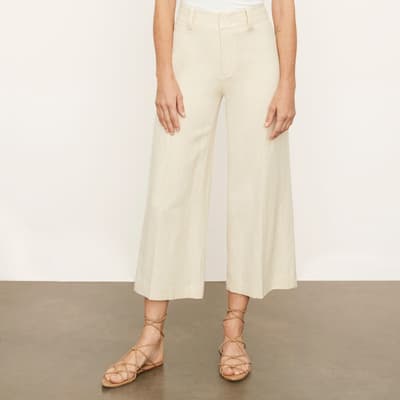 Cream Cropped Linen Blend Cullottes