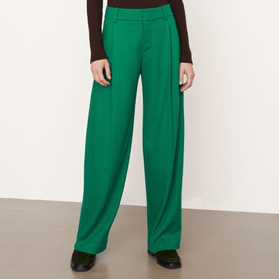 Green Tailored Wool Blend Trousers