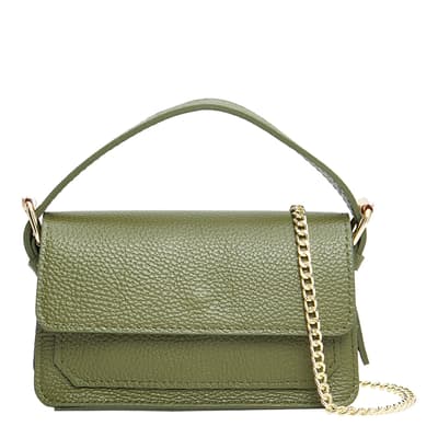 Green Italian Leather Top Handle Bag 