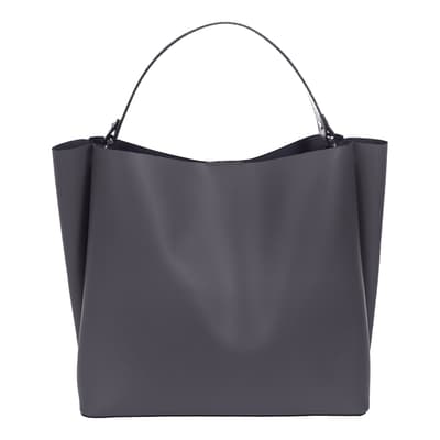 Dark Grey Italian Leather Shoulder Bag
