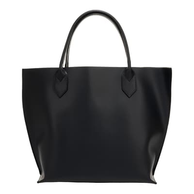 Dark Blue Italian Leather Top Handle Bag 