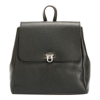 Black Italian Leather Backpack 