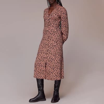 Pink Fuzzy Leopard Midi Dress