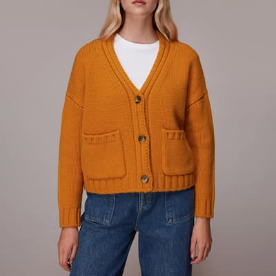 Orange Chunky Wool Cardigan
