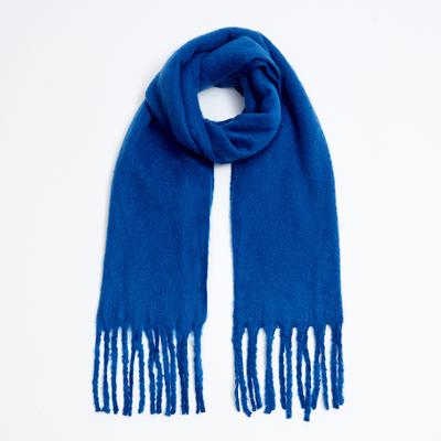 Fluffy Royal Blue Cashmere Blend Scarf